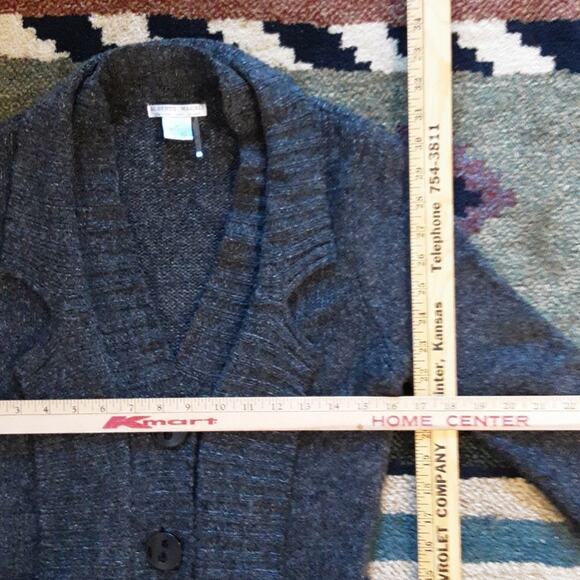 Alberto Makali Midi Button Cardigan Pockets Marled DarkGray Wool Blend Sweater M - Picture 9 of 12